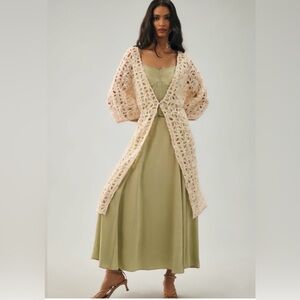 Anthropologie Cream Crochet Cardigan
